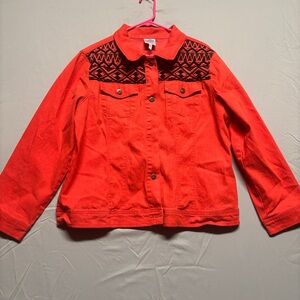 DG2 by Diane Gilman Vibrant Red Denim Jacket